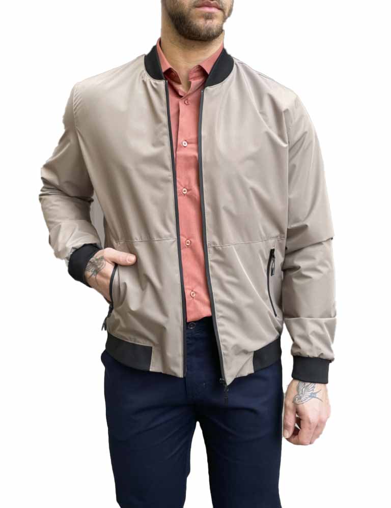 Ανδρικό μπεζ ελαφρύ Bomber Jacket WS2803B φωτογραφία